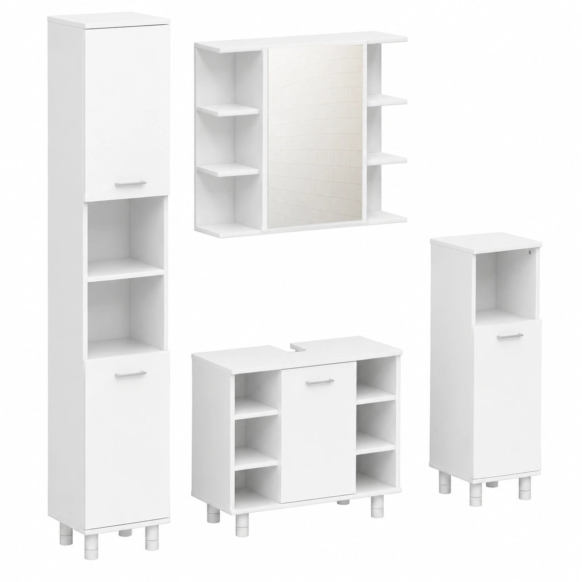 Waschbeckenunterschrank – 4-teilig, aus Holzwerkstoff