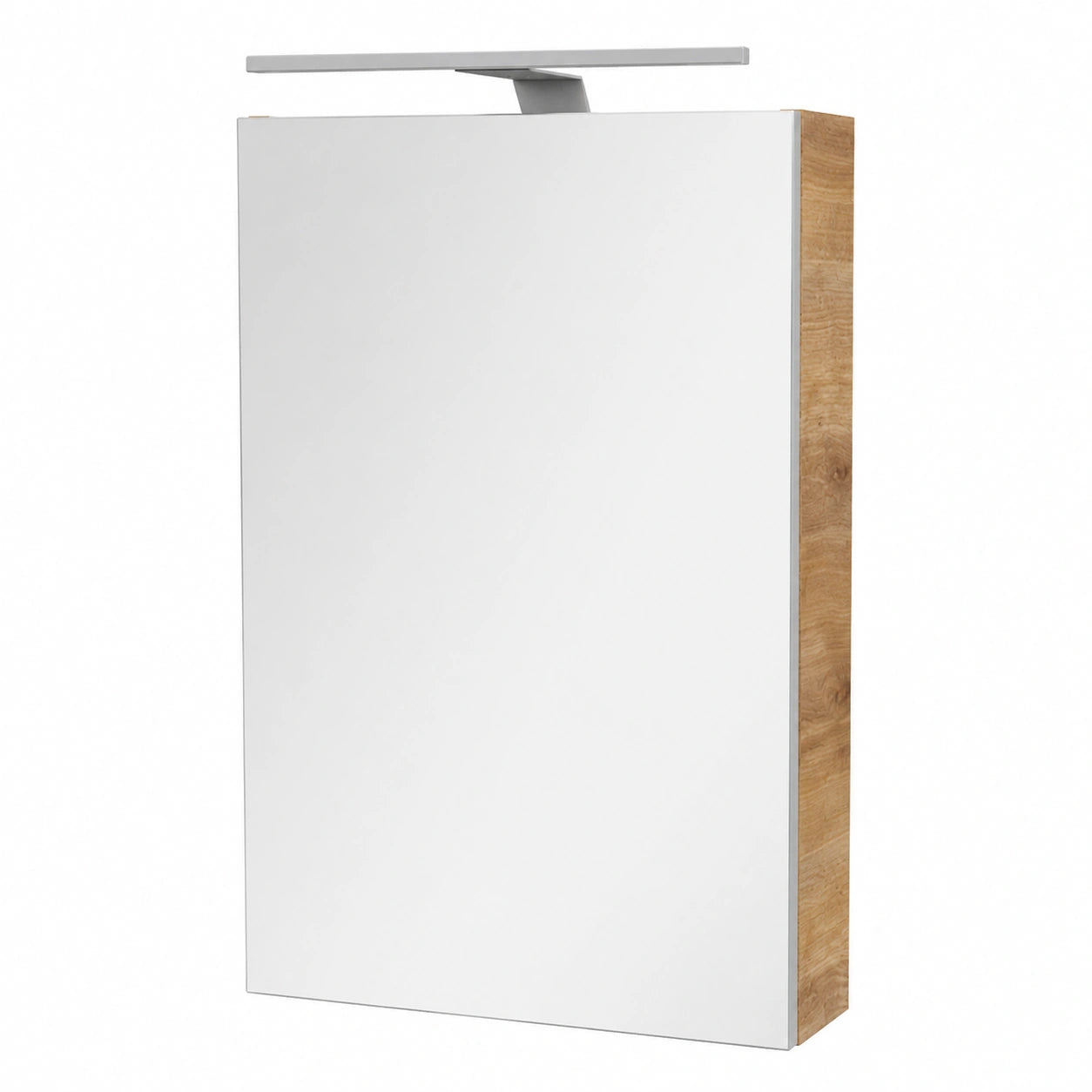 Spiegelschrank – 40 × 68 × 15,3 cm, mit LED-Beleuchtung, aus Holz, Braun, für Badezimmer