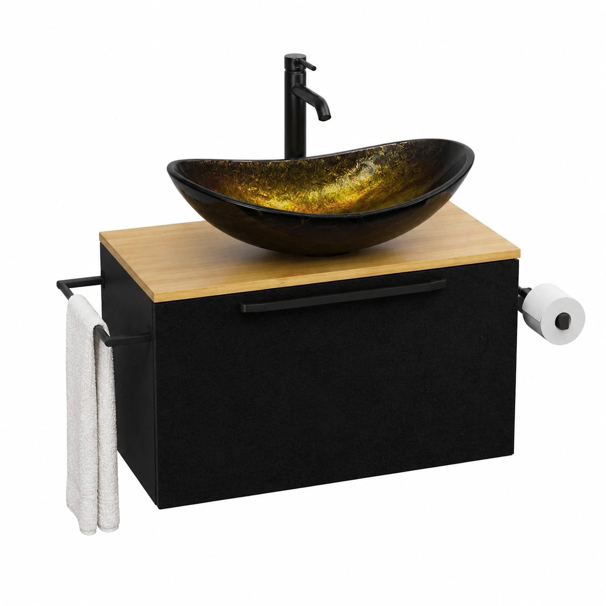Unterschrank – 2-teilig, 60 cm, hängend, Schwarz und Gelb