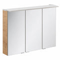 Spiegelschrank – 100 × 69,4 × 15,2 cm, mit LED-Beleuchtung, aus Eichenholz, Braun