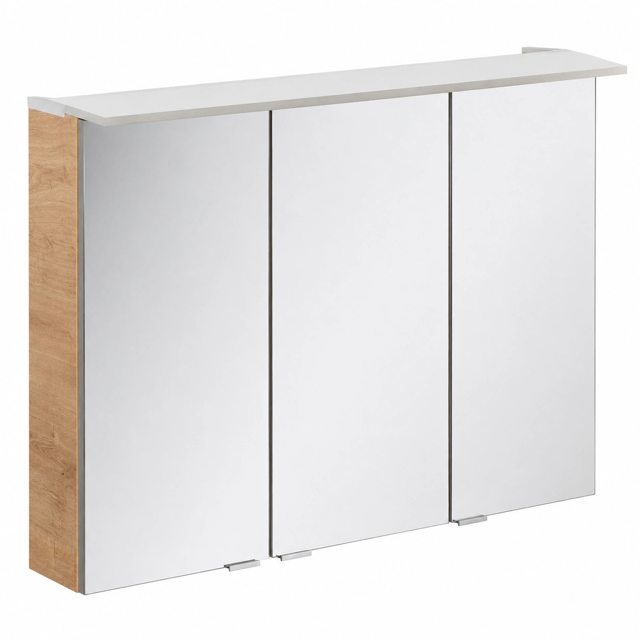 Spiegelschrank – 100 × 69,4 × 15,2 cm, mit LED-Beleuchtung, aus Eichenholz, Braun