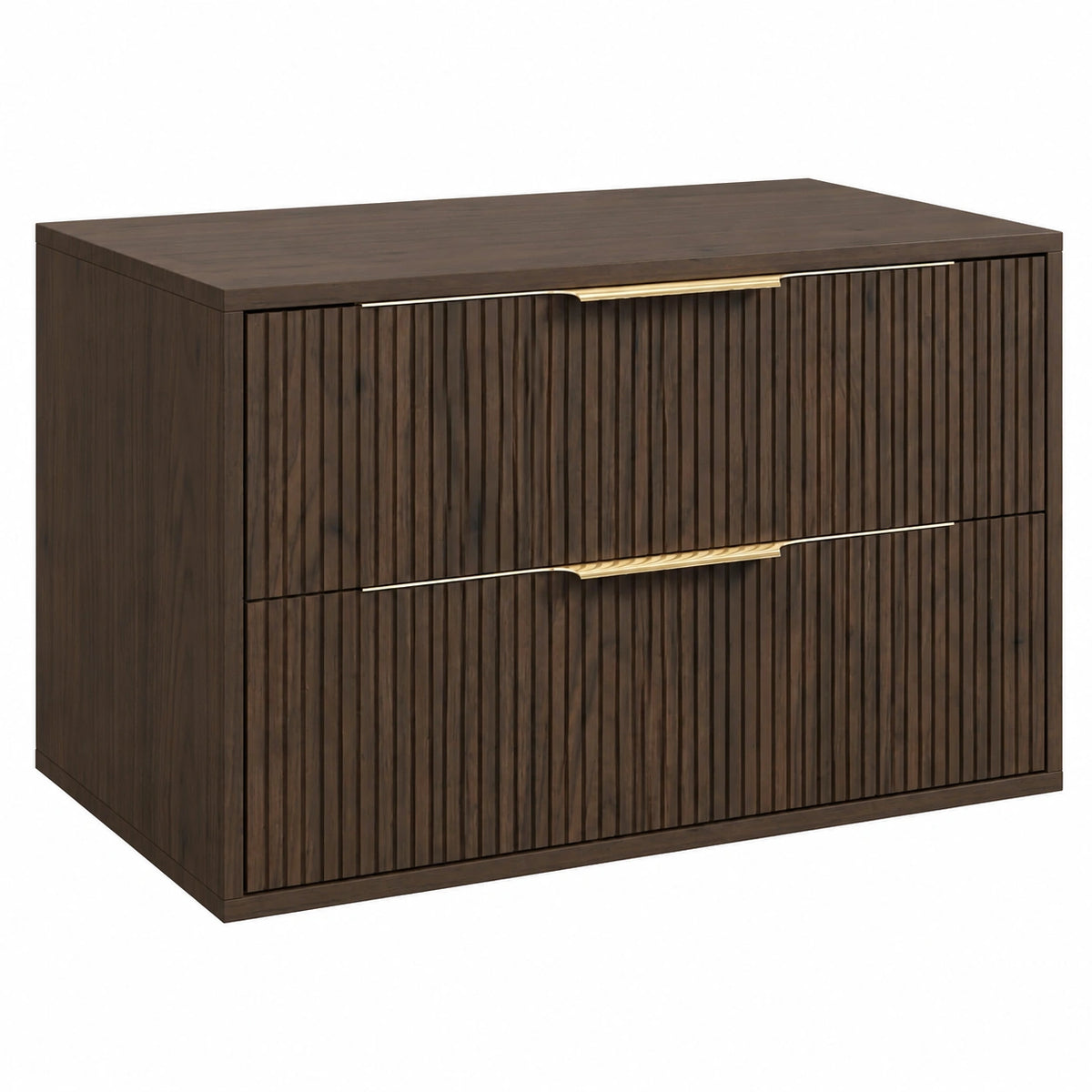 Waschbeckenunterschrank – 80 × 46 cm, mit Schubladen, hängend, Walnuss und Braun