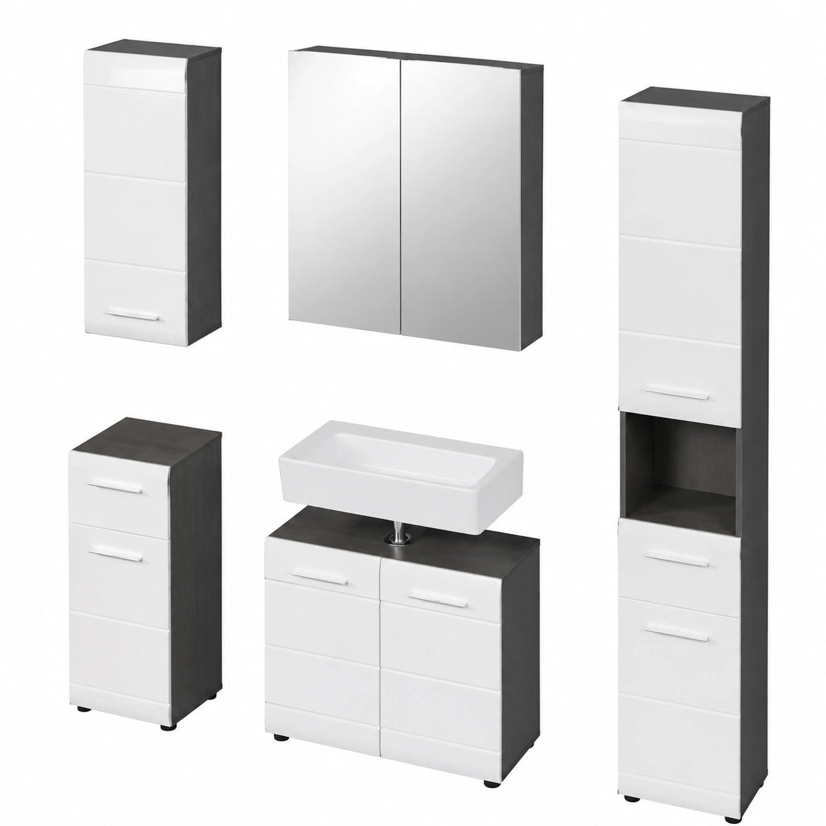 Waschbeckenunterschrank – 150 × 182 × 31 cm, Grau
