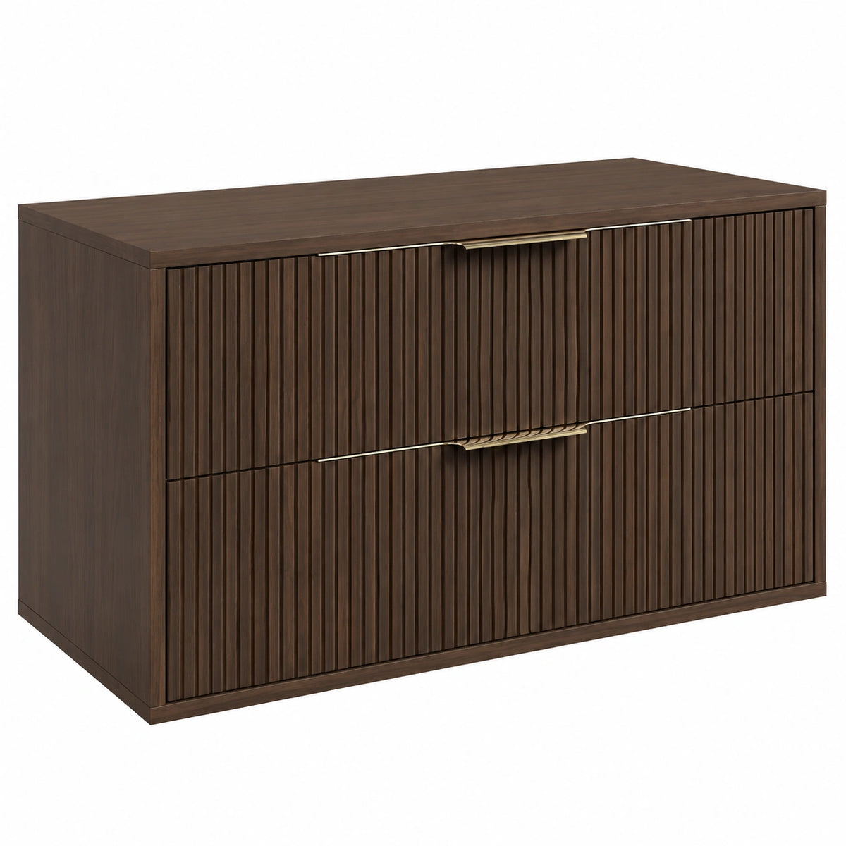 Waschbeckenunterschrank – 100 × 46 cm, mit Schubladen, hängend, Walnuss und Braun, für Badezimmer