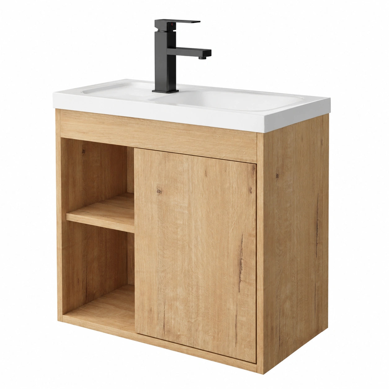Waschtisch – 50,5 cm, hängend, aus Holz, Naturfarben