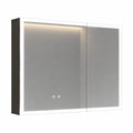 Spiegelschrank – 80 × 60 × 13,5 cm, mit LED-Beleuchtung, aus Metall, Schwarz, für Badezimmer