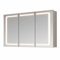 Spiegelschrank – 105 × 65 cm, mit LED-Beleuchtung, mit mehreren Türen, aus Edelstahl, für Badezimmer