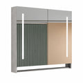 Schrank – 60 cm, mit LED-Beleuchtung, Grau, für Wohnzimmer und Schlafzimmer