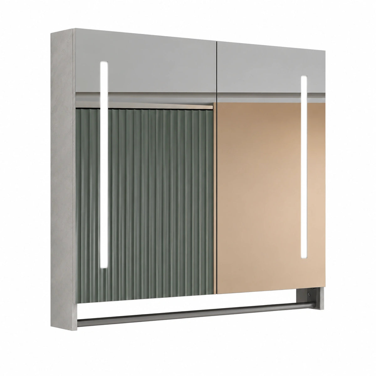 Schrank – 60 cm, mit LED-Beleuchtung, Grau, für Wohnzimmer und Schlafzimmer