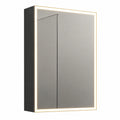 Spiegelschrank – 14,5 × 50 × 70 cm, mit LED-Beleuchtung, mit Ablagen, hängend, Schwarz, für Badezimmer
