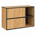 Waschbeckenunterschrank – 90 cm, mit Schubladen, hängend, aus Eichenholz, Schwarz, für Badezimmer