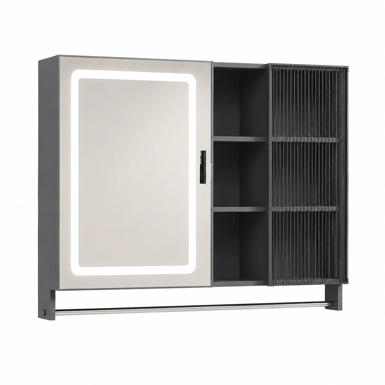 Schrank – 65 cm, moderner Stil, mit Stauraum, mit LED-Beleuchtung, für Badezimmer